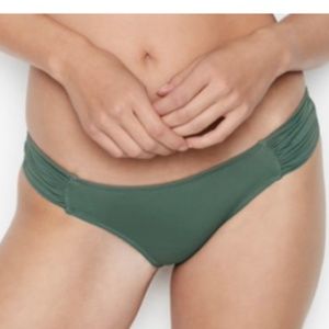 NWT  Havana Hipster Knockout Ruched Swim Bikini Bottom Size Small Olive Green